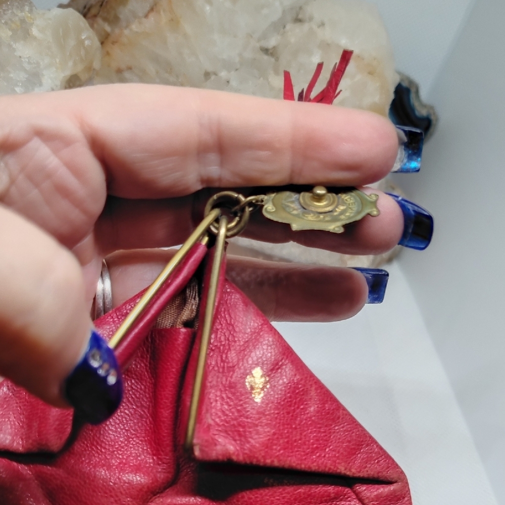 Vintage Firenze Red Coin Purse with Gold Tone Accents - Picture 6 of 9